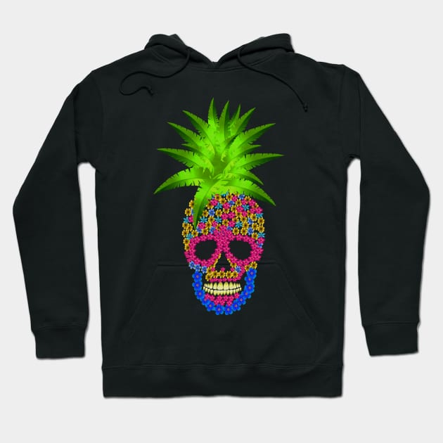 Pineapple, Skull Floral Tropical Hoodie by dukito